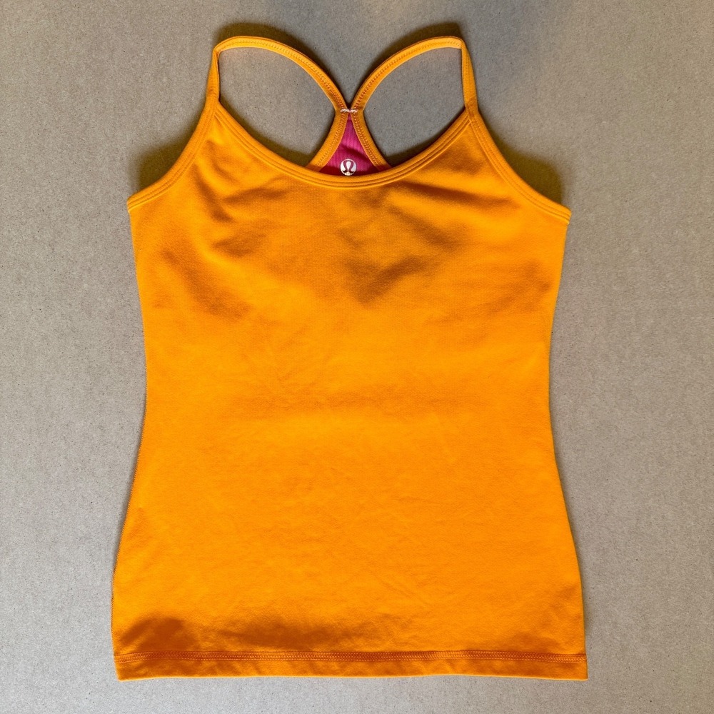 Lululemon Power Pose Tank Size 4 Orange Pink Racerback Y2K Athletic Yoga - Picture 3 of 9